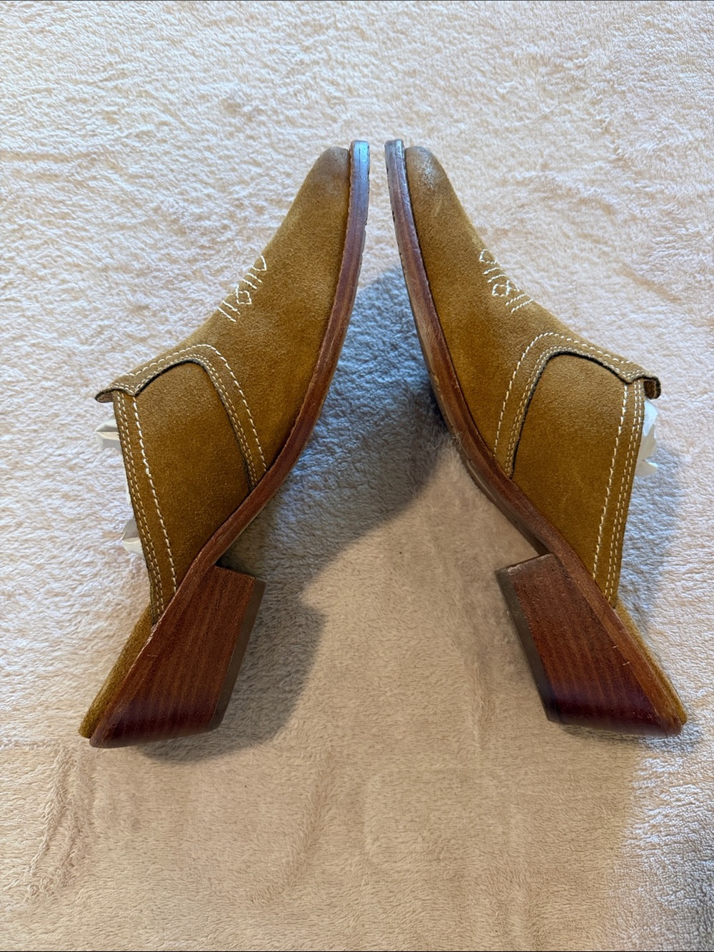 Patricia Nash Camel Suede Pointed Backless Loafers - Picture 2 of 5